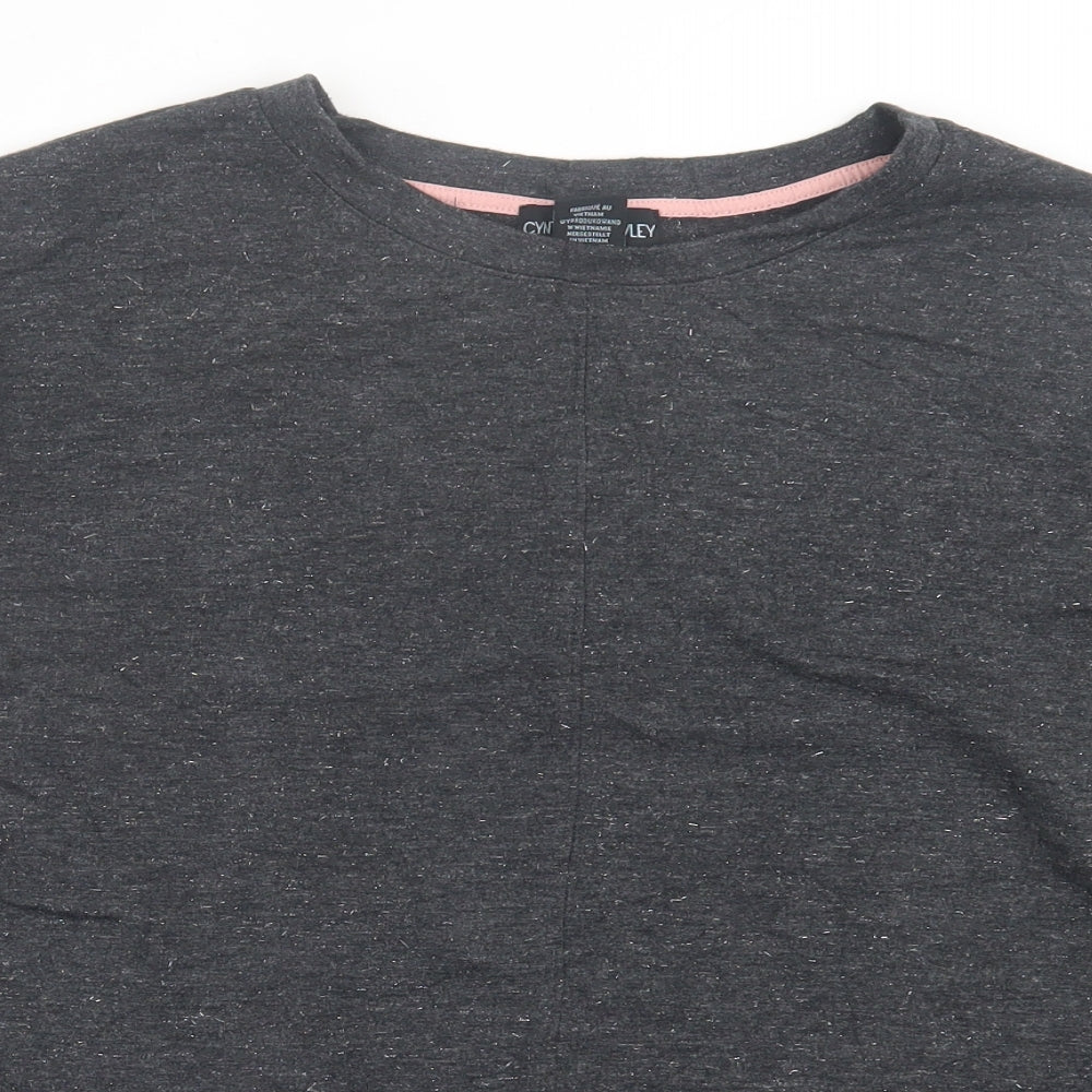 Cynthia Rowley Womens Grey  Viscose Basic T-Shirt Size S Crew Neck