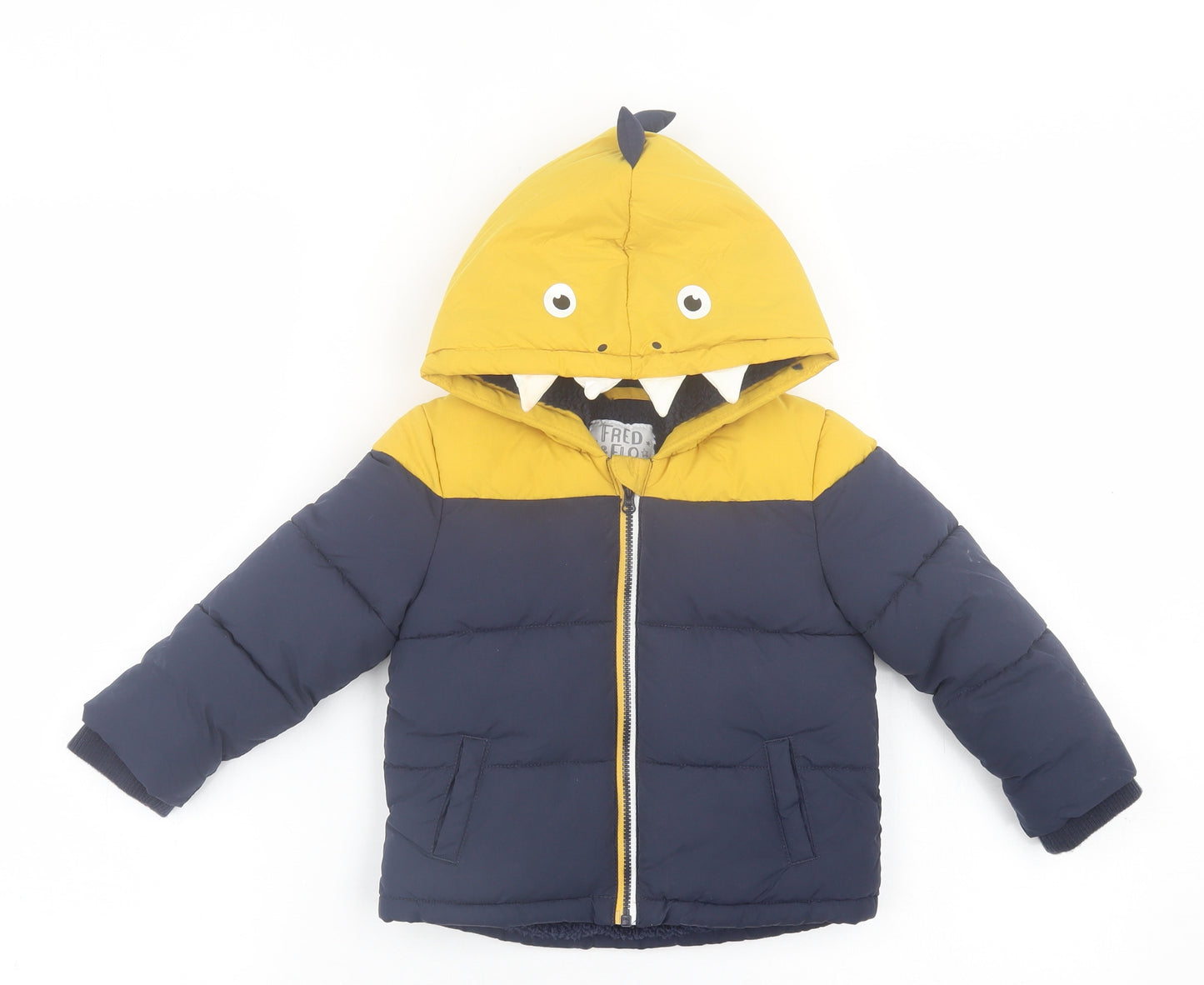 F&F Boys Blue Striped  Basic Coat Coat Size 12-18 Months   Zip