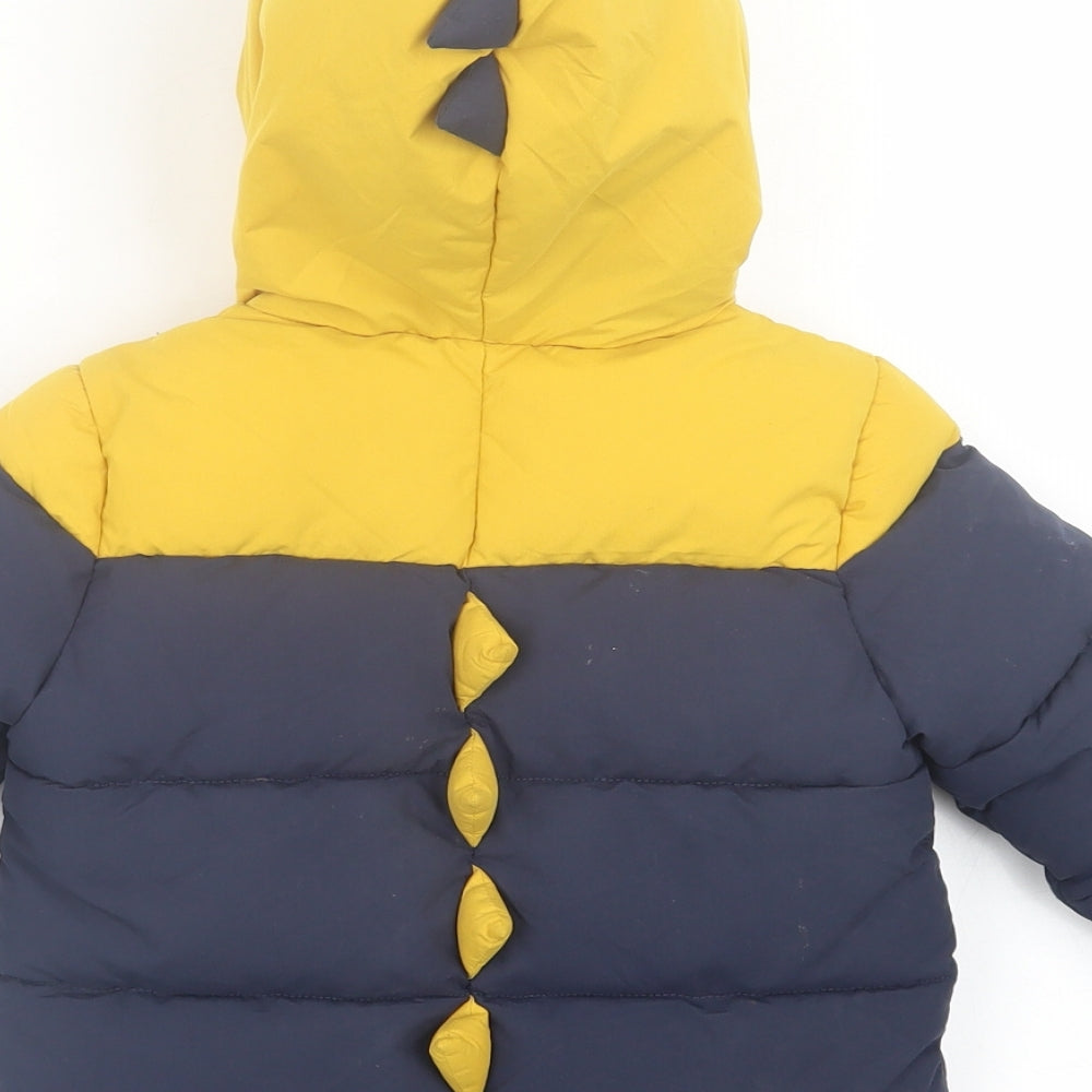F&F Boys Blue Striped  Basic Coat Coat Size 12-18 Months   Zip