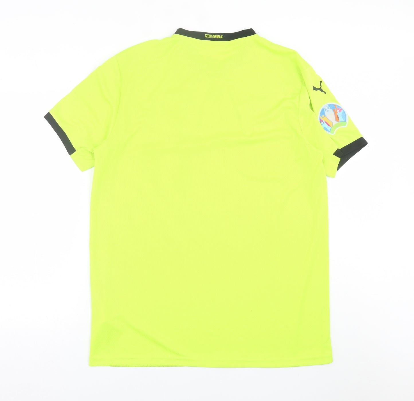 PUMA Mens Green  Polyester Basic T-Shirt Size 3XL V-Neck Pullover - Czech Republic FC