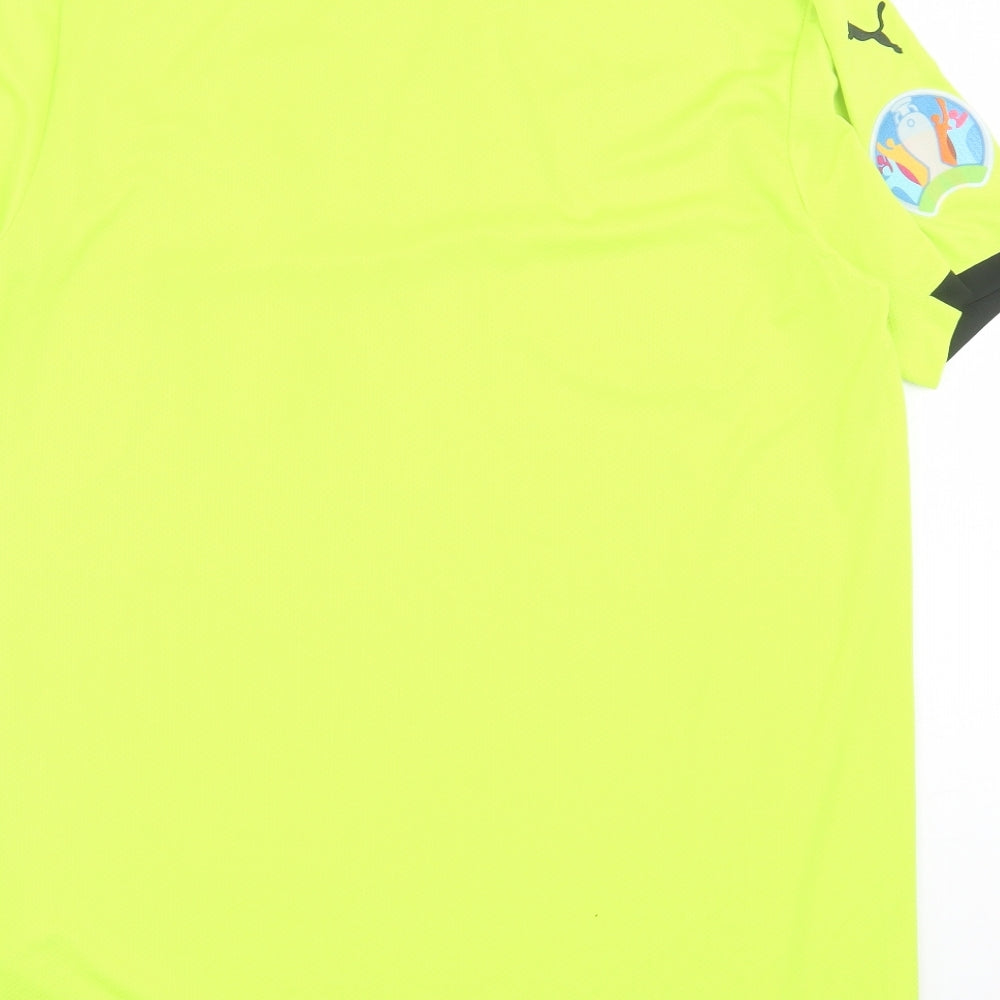 PUMA Mens Green  Polyester Basic T-Shirt Size 3XL V-Neck Pullover - Czech Republic FC