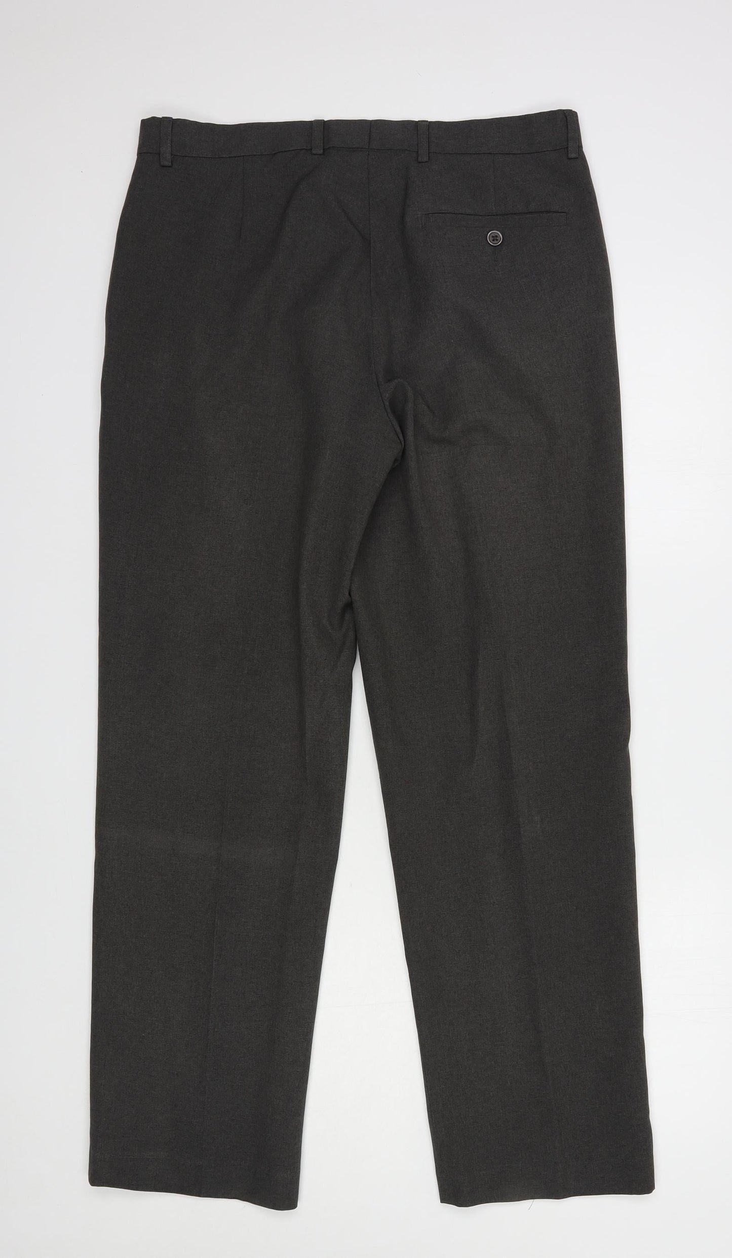 Taylor & Wright Mens Grey  Polyester Dress Pants Trousers Size 34 in L31 in Regular Button