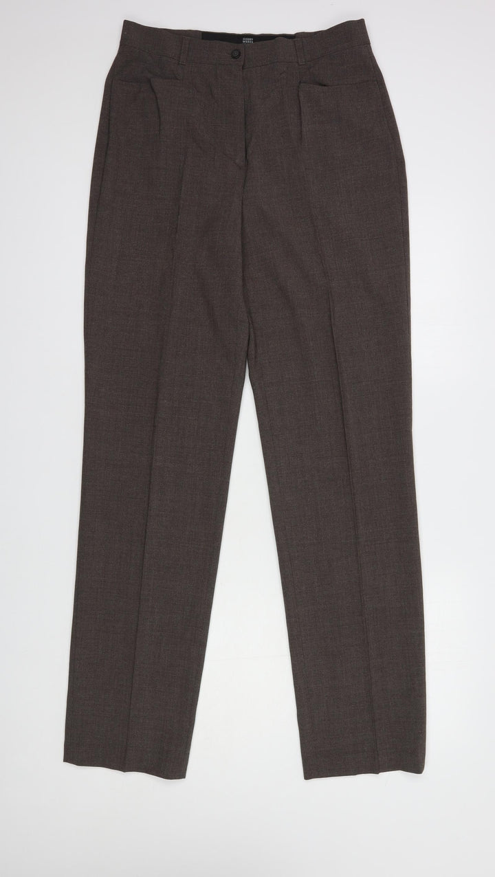 Gerry Weber Womens Brown Polyester Dress Pants Trousers Size 14 L34 in Regular Button