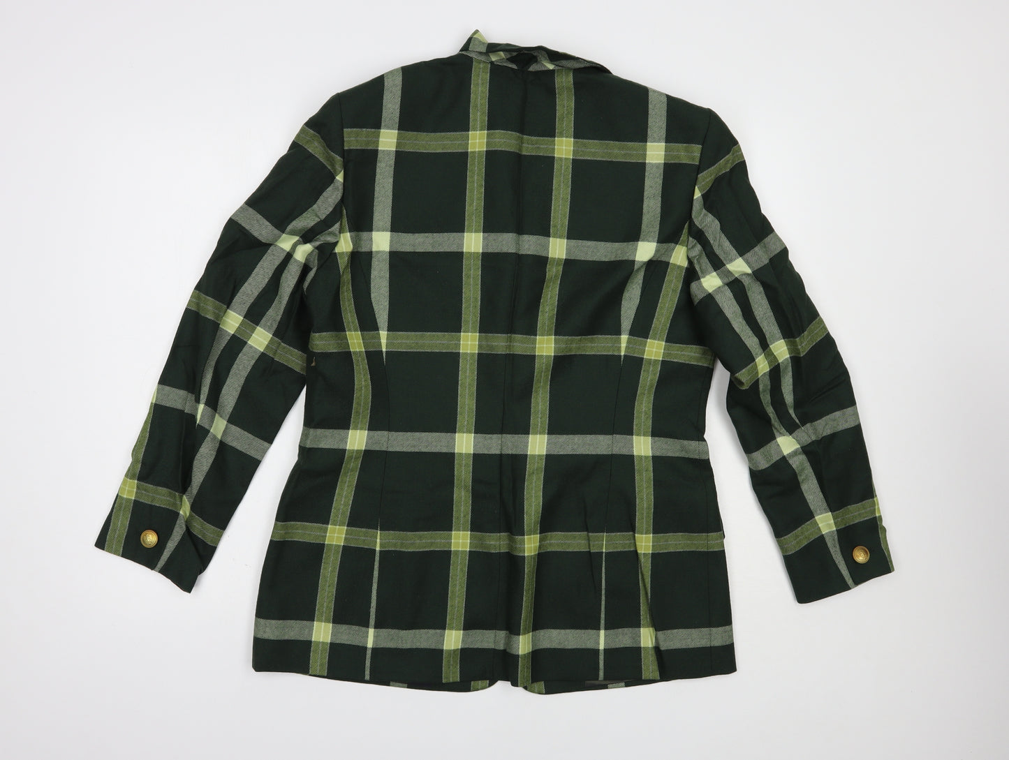 Mondi Womens Green Plaid  Jacket Blazer Size 12  Button