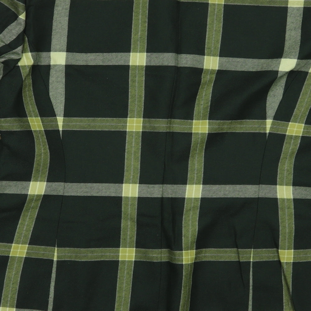 Mondi Womens Green Plaid  Jacket Blazer Size 12  Button