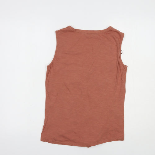 Dunnes Stores Womens Brown  Cotton Basic Blouse Size XS V-Neck
