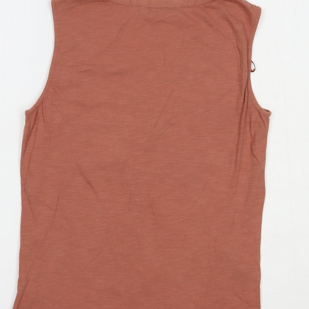Dunnes Stores Womens Brown  Cotton Basic Blouse Size XS V-Neck
