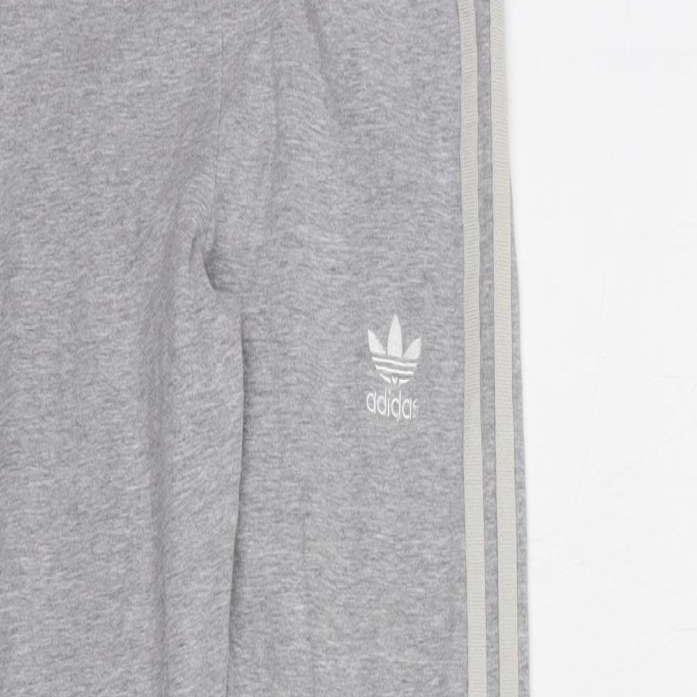 adidas Womens Grey  Cotton Compression Leggings Size 10 L29 in Regular