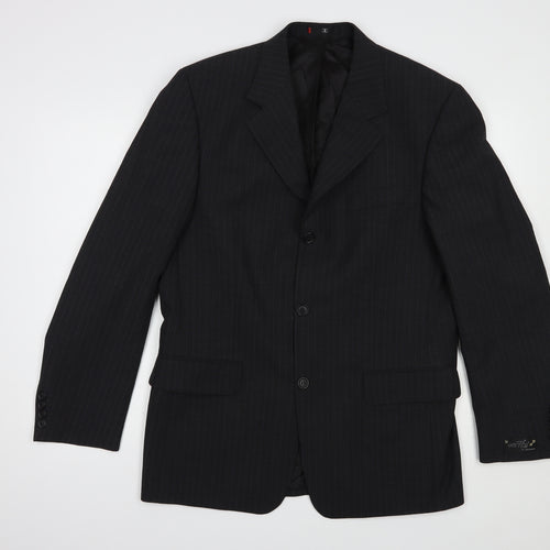 Ciro Citterio Mens Black Striped  Jacket Blazer Size 38  Button