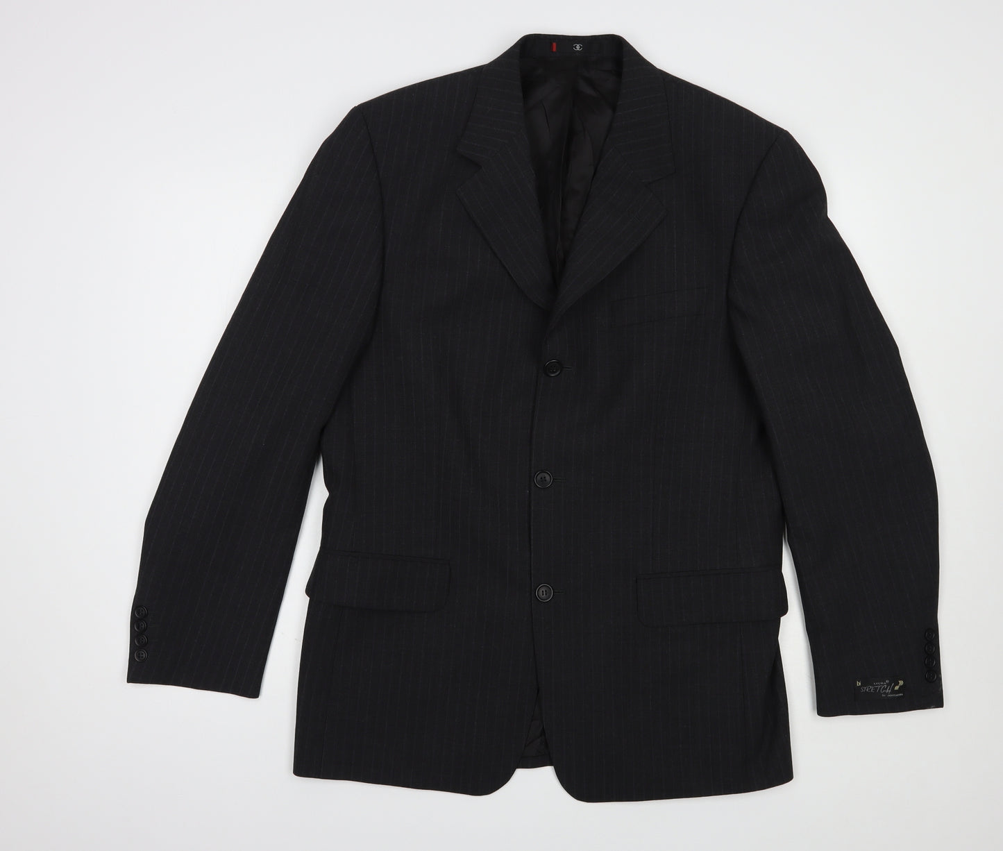 Ciro Citterio Mens Black Striped  Jacket Blazer Size 38  Button