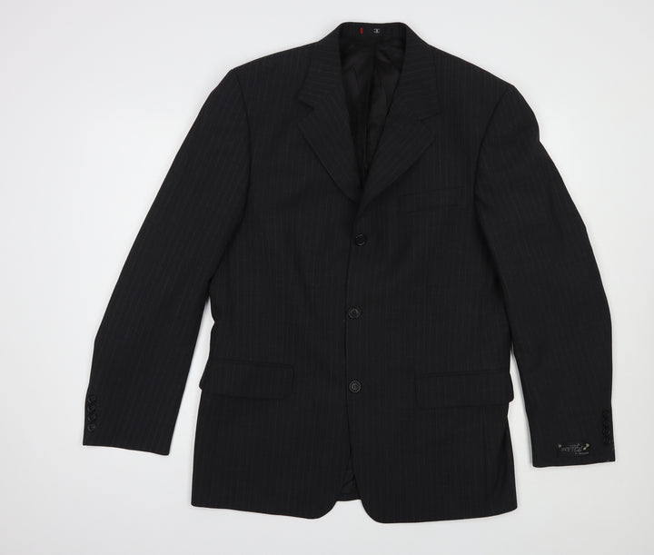 Ciro Citterio Mens Black Striped  Jacket Blazer Size 38  Button