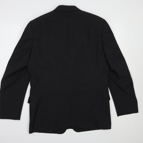 Ciro Citterio Mens Black Striped  Jacket Blazer Size 38  Button