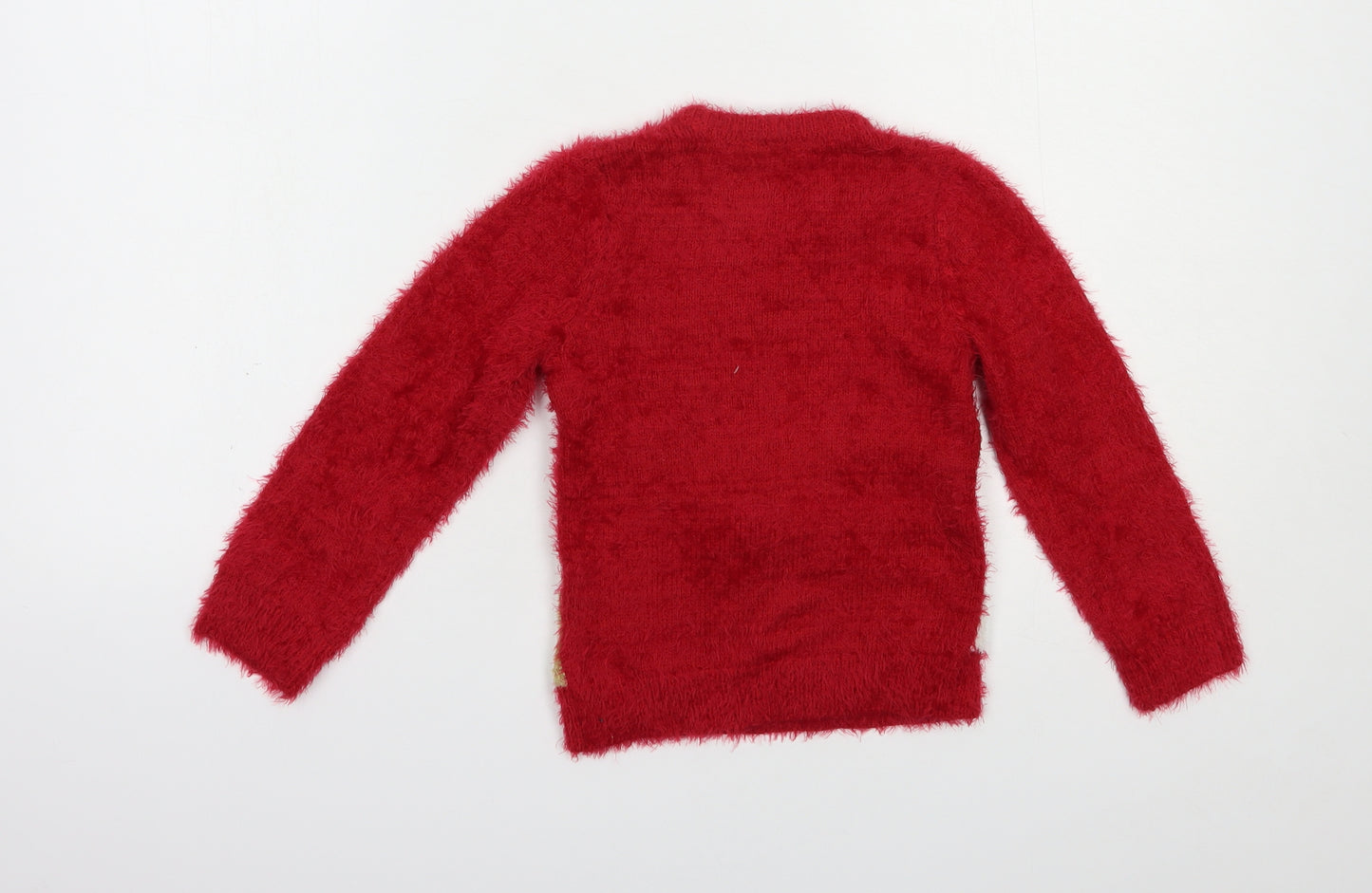 Nutmeg Girls Red Crew Neck  Polyamide Pullover Jumper Size 5-6 Years  Pullover - Christmas Jumper