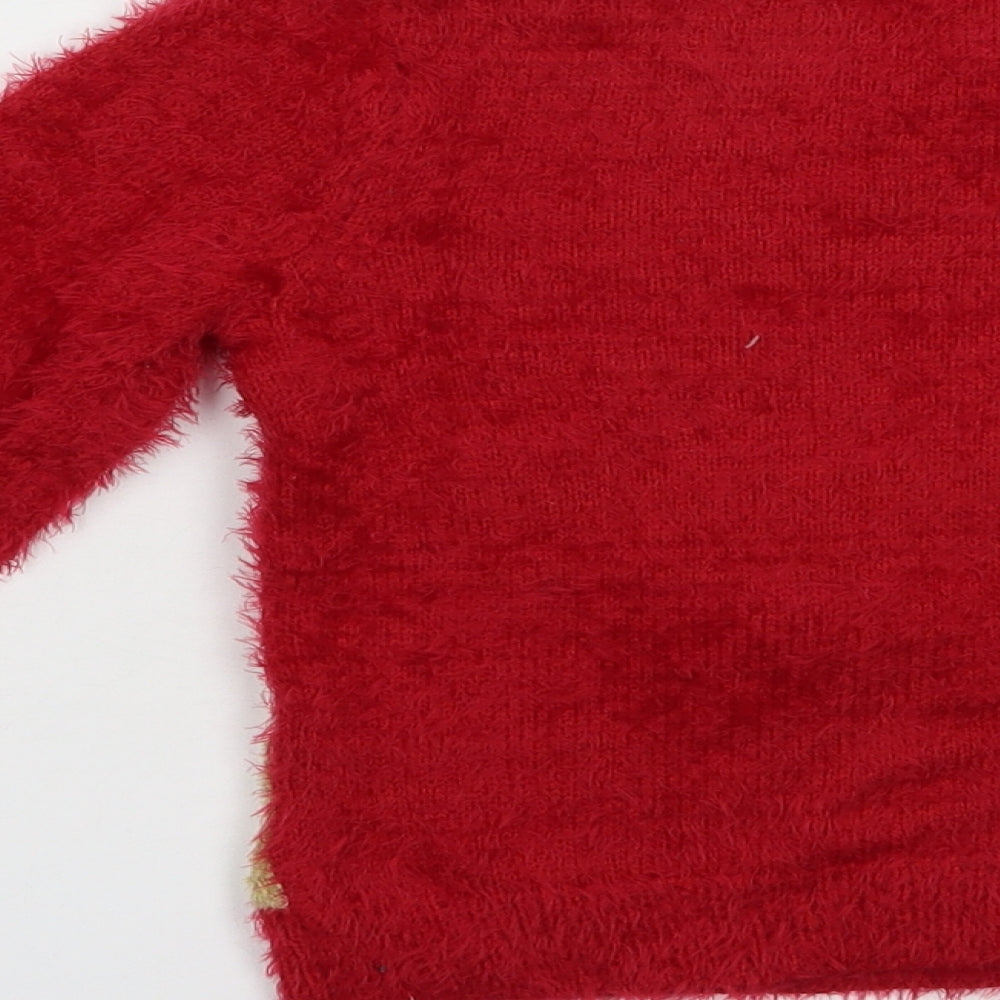 Nutmeg Girls Red Crew Neck  Polyamide Pullover Jumper Size 5-6 Years  Pullover - Christmas Jumper