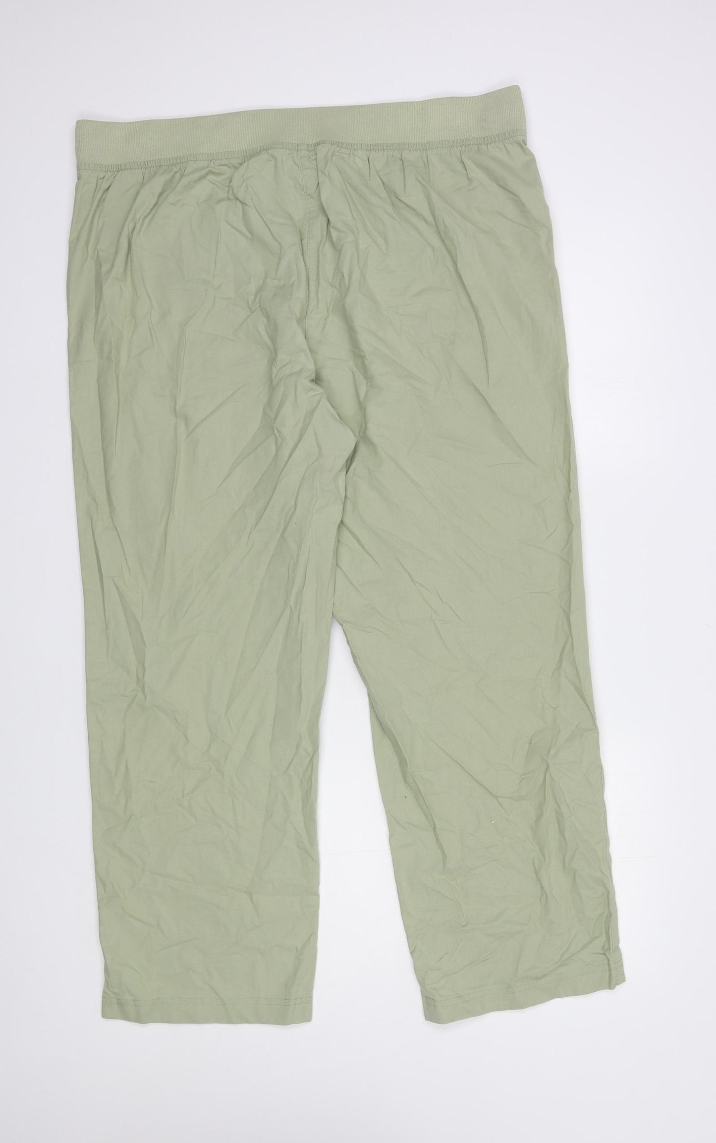 Bonmarché Womens Green  Cotton Cargo Trousers Size 18 L28 in Regular Drawstring