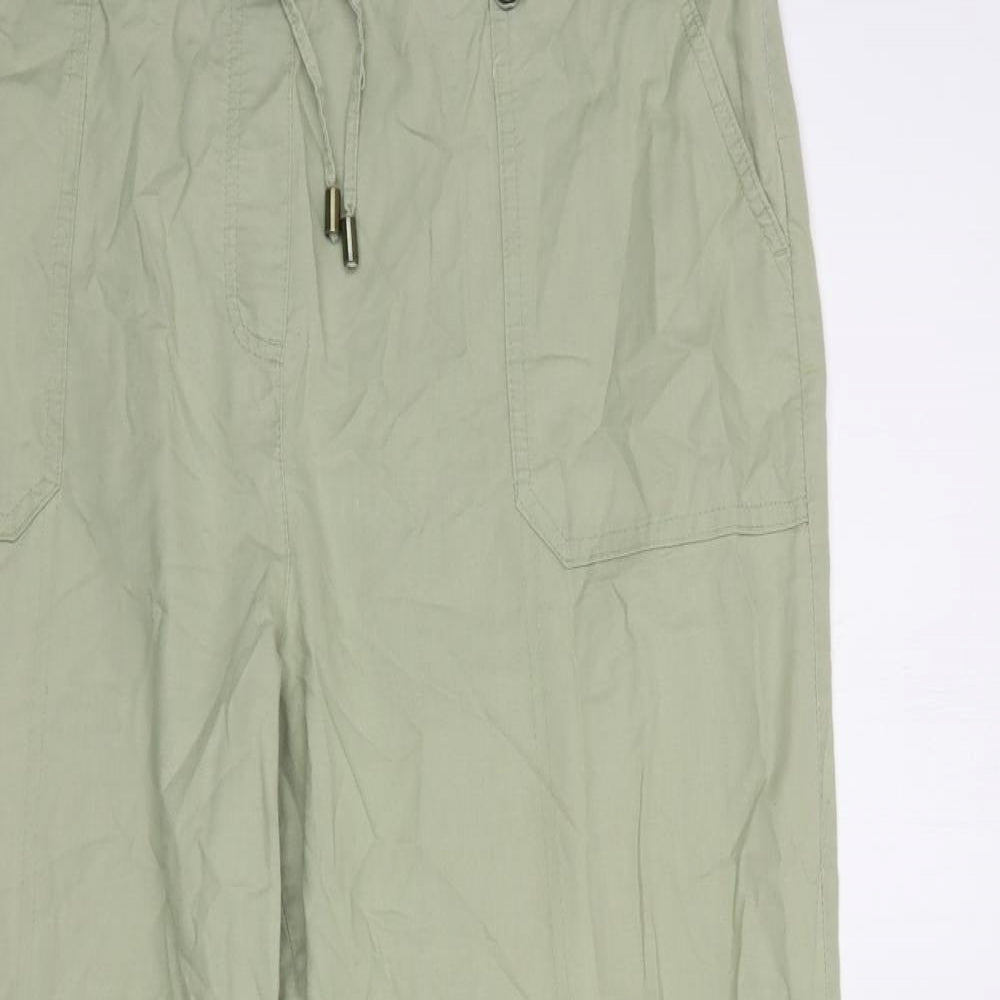 Bonmarché Womens Green  Cotton Cargo Trousers Size 18 L28 in Regular Drawstring