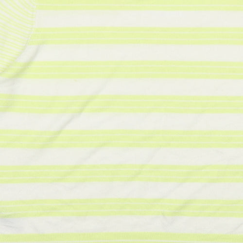 Marks and Spencer Womens White Crew Neck Striped Acrylic Pullover Jumper Size 14
