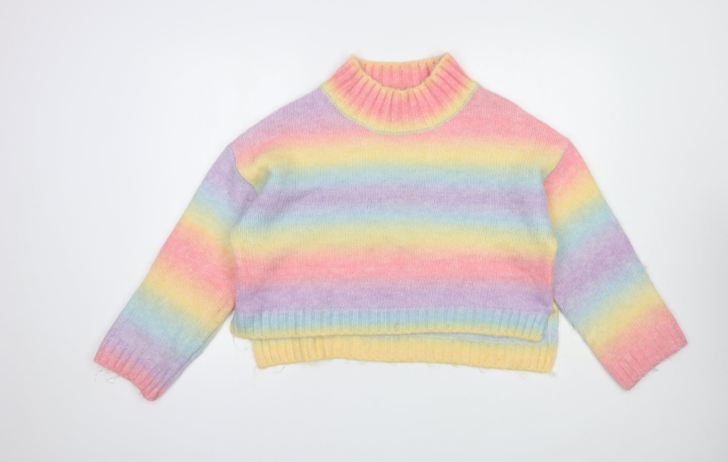 George Womens Multicoloured High Neck Striped Acrylic Pullover Jumper Size L