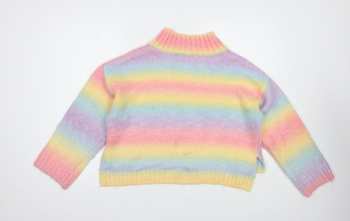 George Womens Multicoloured High Neck Striped Acrylic Pullover Jumper Size L