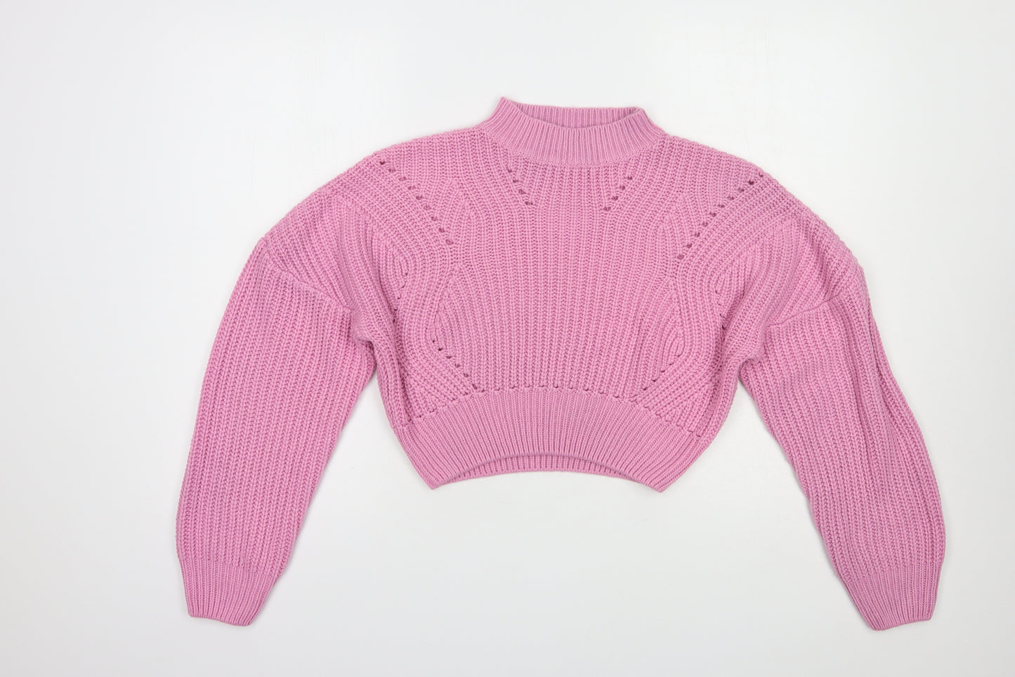 Pep & Co Girls Pink Mock Neck  Acrylic Pullover Jumper Size 12-13 Years  Pullover