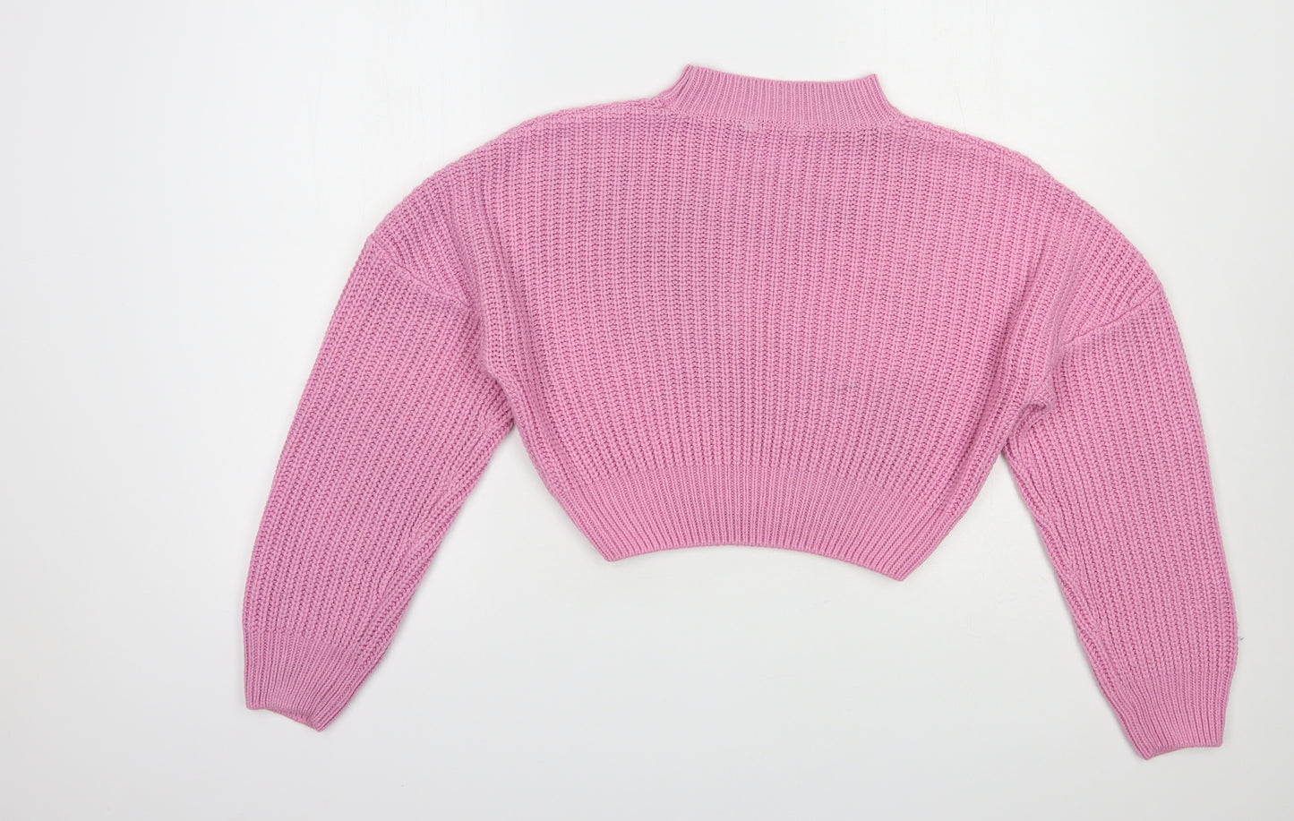 Pep & Co Girls Pink Mock Neck  Acrylic Pullover Jumper Size 12-13 Years  Pullover