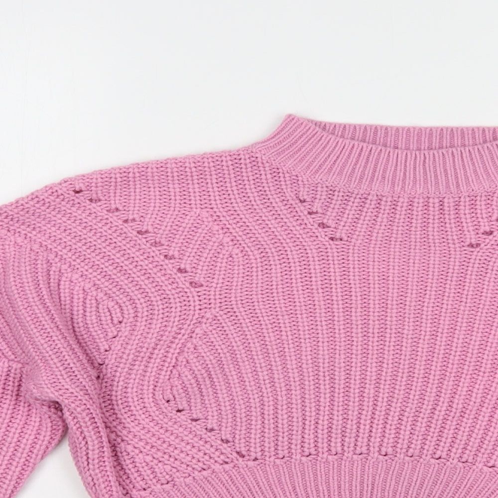 Pep & Co Girls Pink Mock Neck  Acrylic Pullover Jumper Size 12-13 Years  Pullover