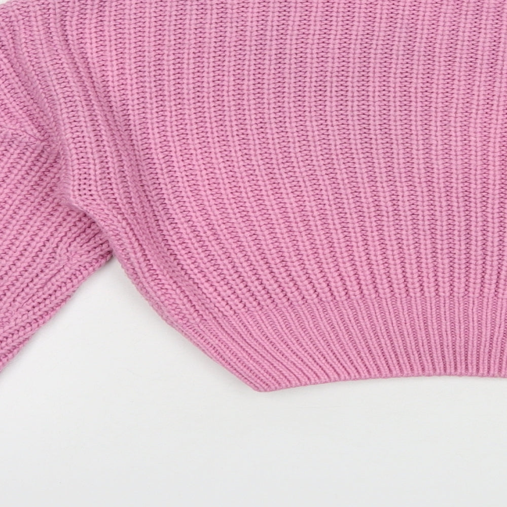 Pep & Co Girls Pink Mock Neck  Acrylic Pullover Jumper Size 12-13 Years  Pullover