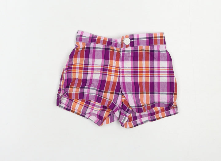 Gymboree Girls Purple Plaid Cotton Bermuda Shorts Size 4 Years Regular Buckle