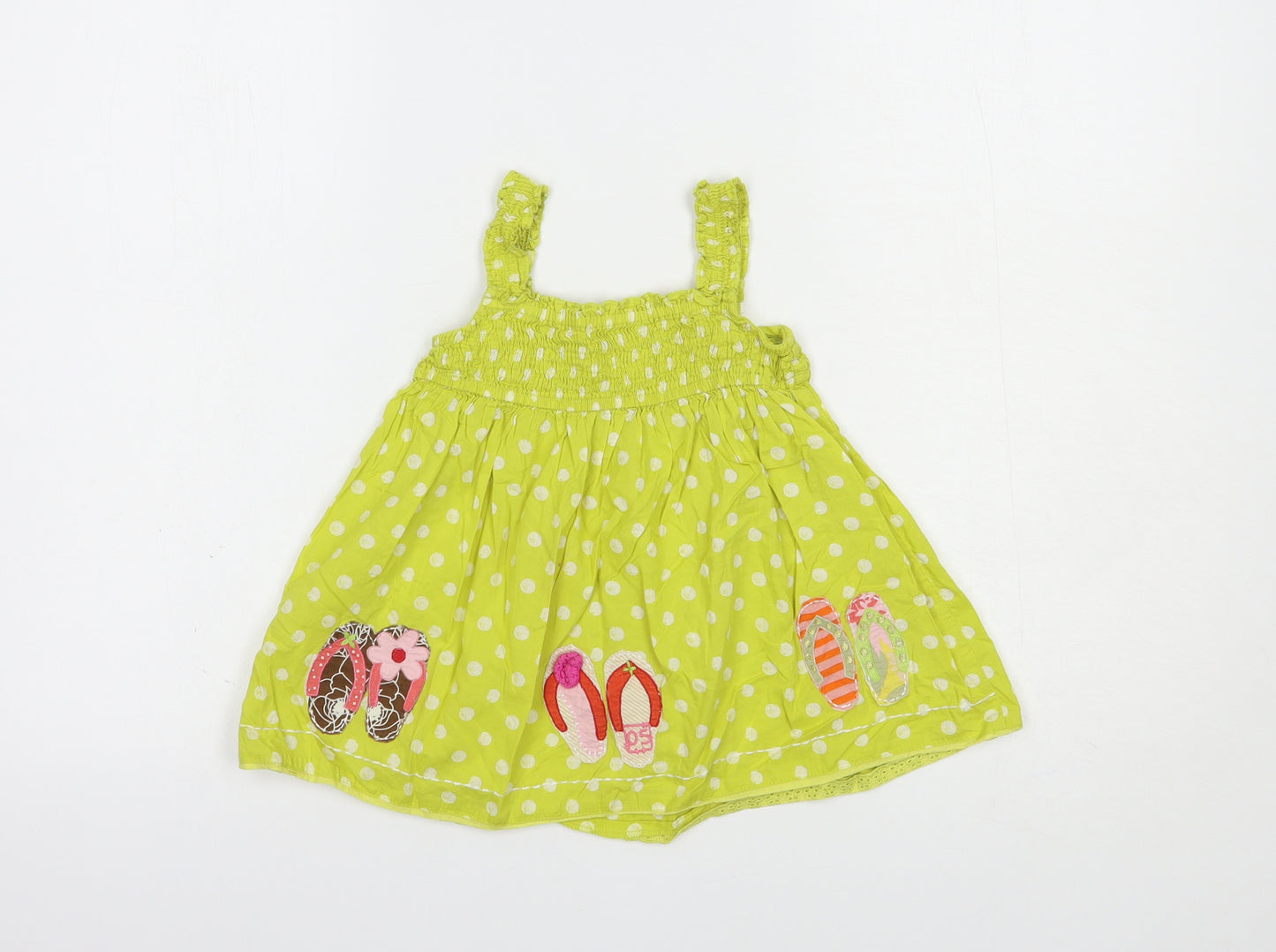 NEXT Girls Green Polka Dot Cotton Basic Tank Size 3-4 Years Square Neck Pullover