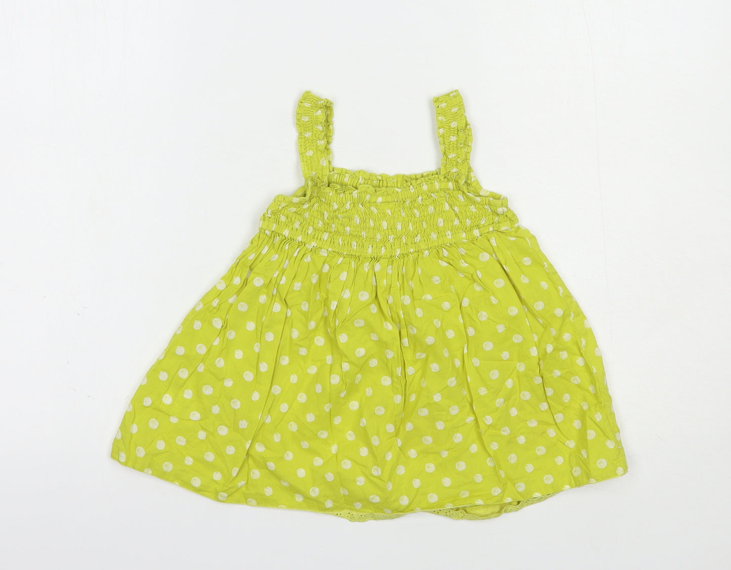 NEXT Girls Green Polka Dot Cotton Basic Tank Size 3-4 Years Square Neck Pullover