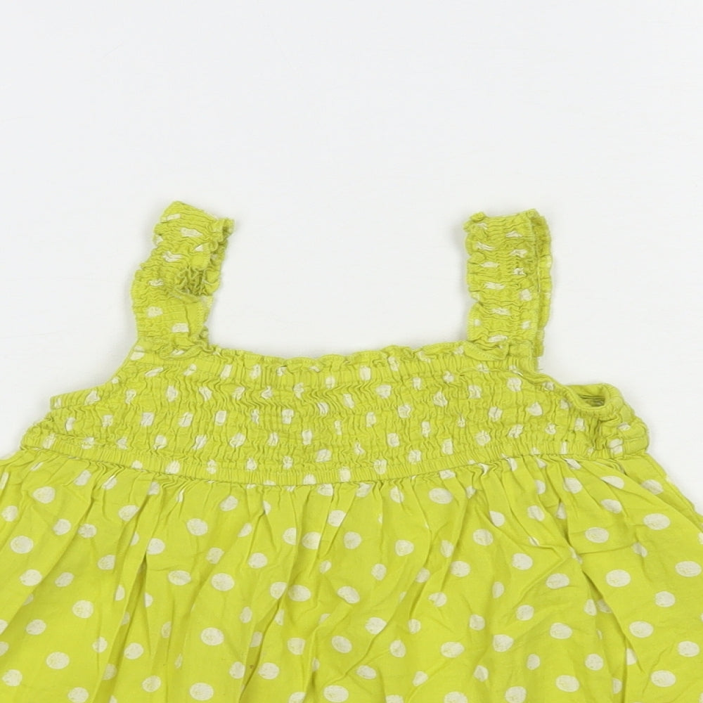 NEXT Girls Green Polka Dot Cotton Basic Tank Size 3-4 Years Square Neck Pullover