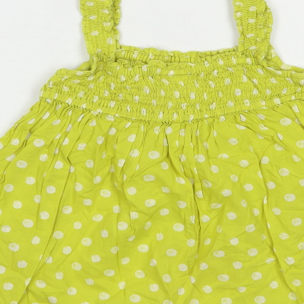 NEXT Girls Green Polka Dot Cotton Basic Tank Size 3-4 Years Square Neck Pullover