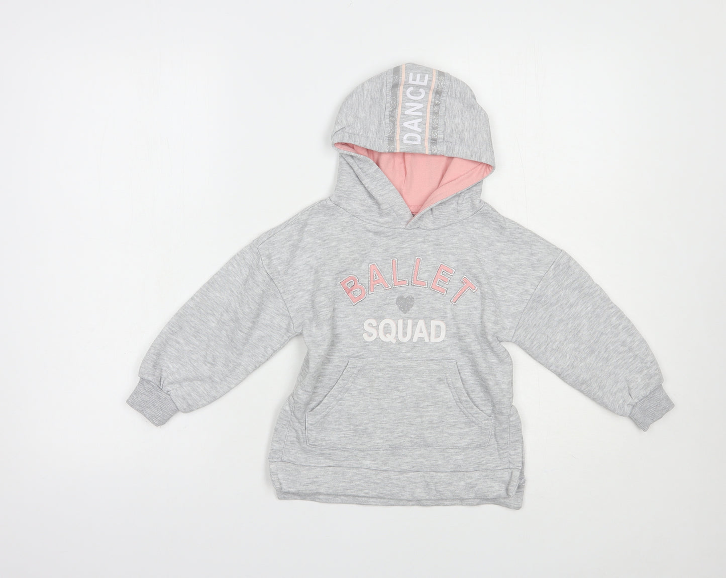 Primark Girls Grey  Cotton Pullover Hoodie Size 3-4 Years  Pullover - Dance