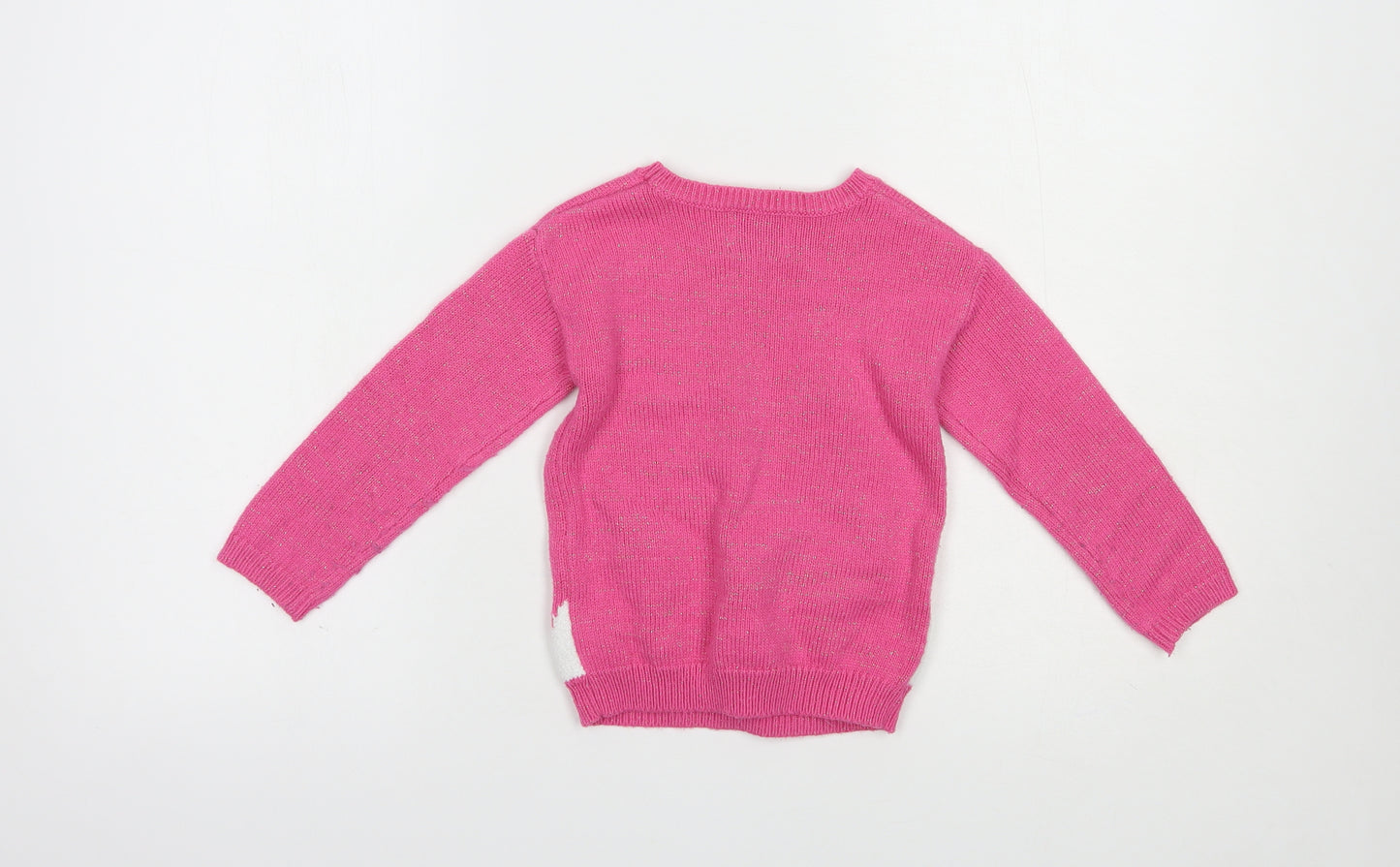 George Girls Pink Crew Neck  Acrylic Pullover Jumper Size 3-4 Years  Pullover - Christmas Jumper