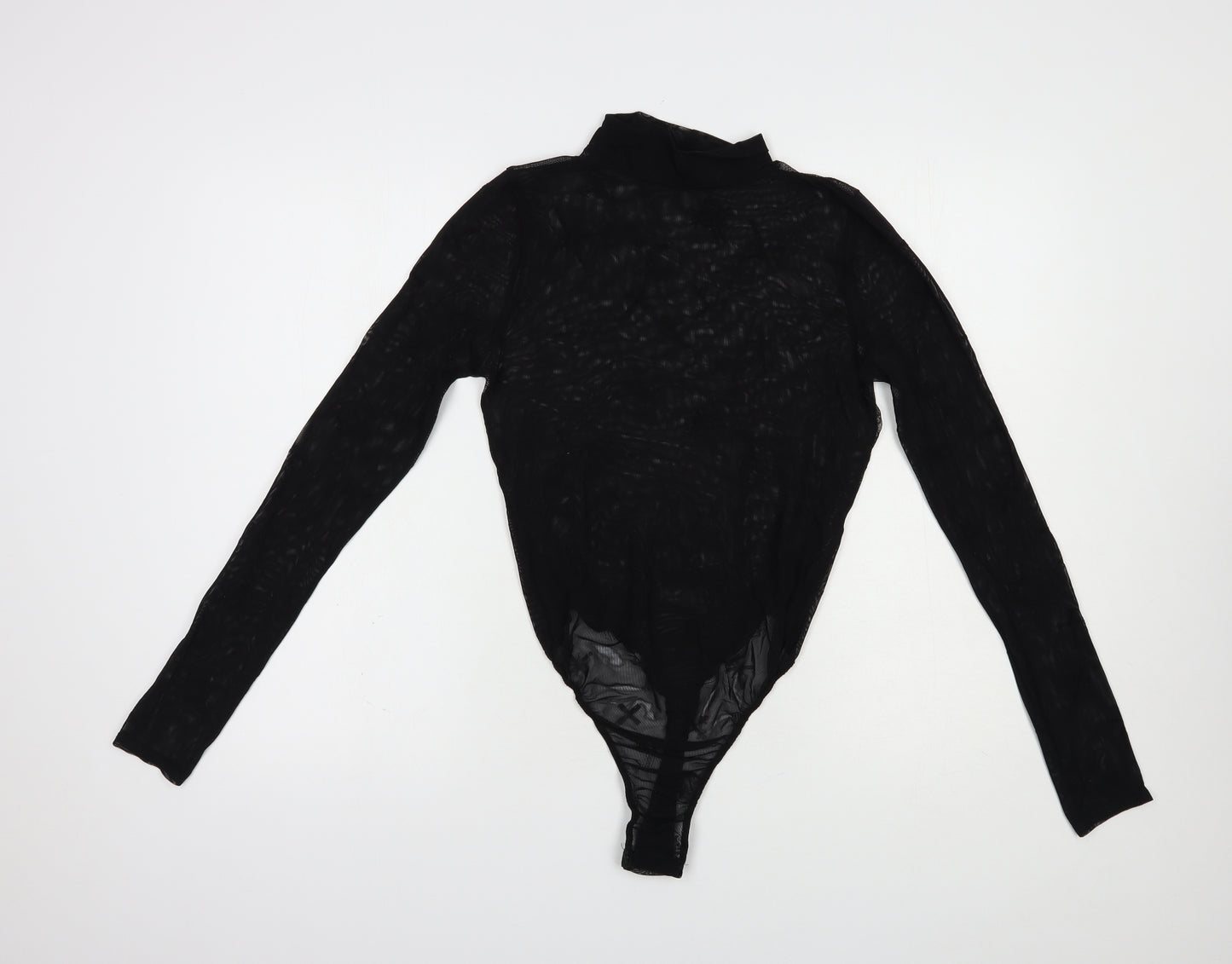 Missg Womens Black Geometric Polyester Bodysuit One-Piece Size M  Snap - Cross Pattern