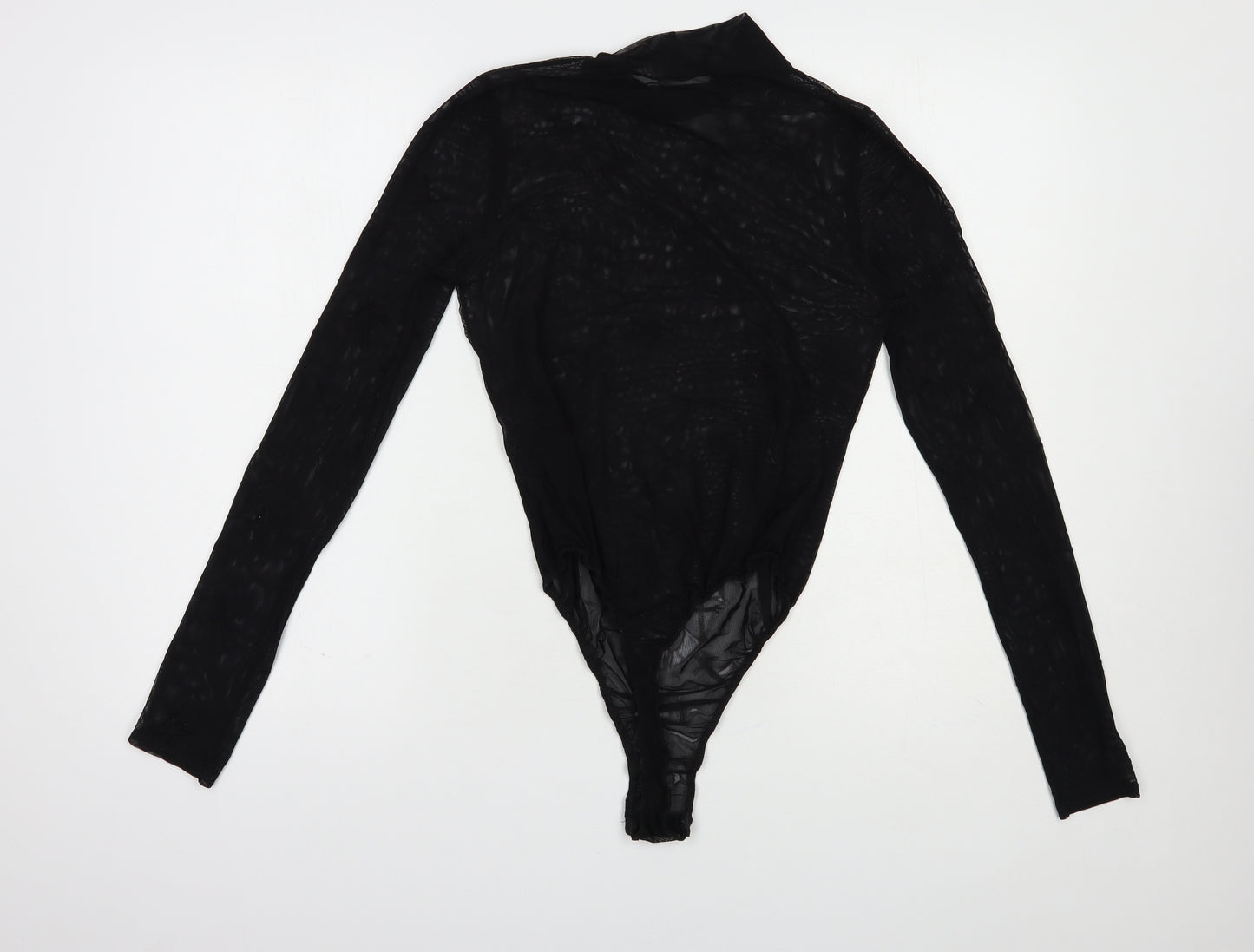 Missg Womens Black Geometric Polyester Bodysuit One-Piece Size M  Snap - Cross Pattern