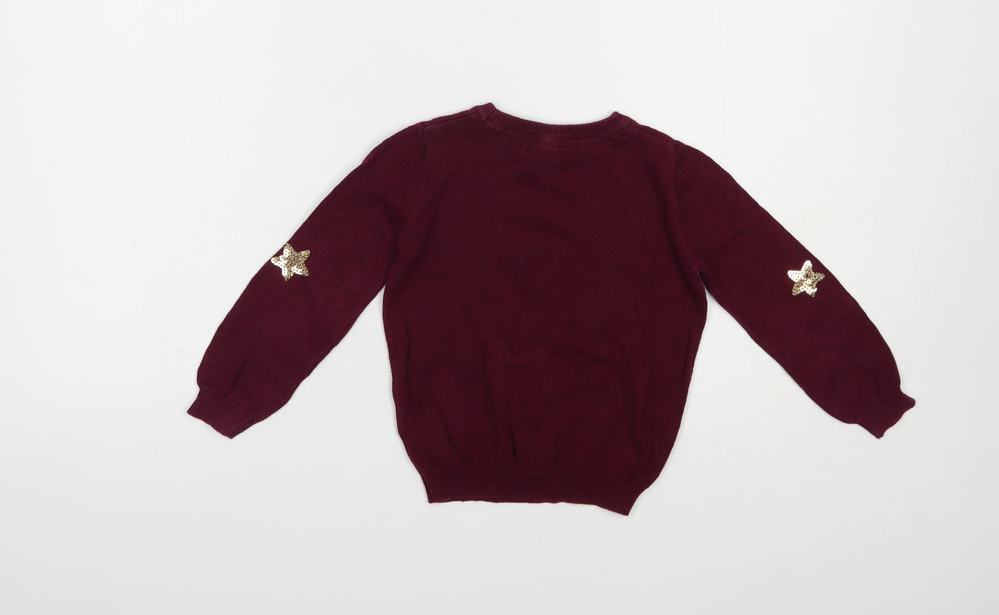 Primark Girls Purple Crew Neck  Cotton Pullover Jumper Size 3-4 Years  Pullover - Stars