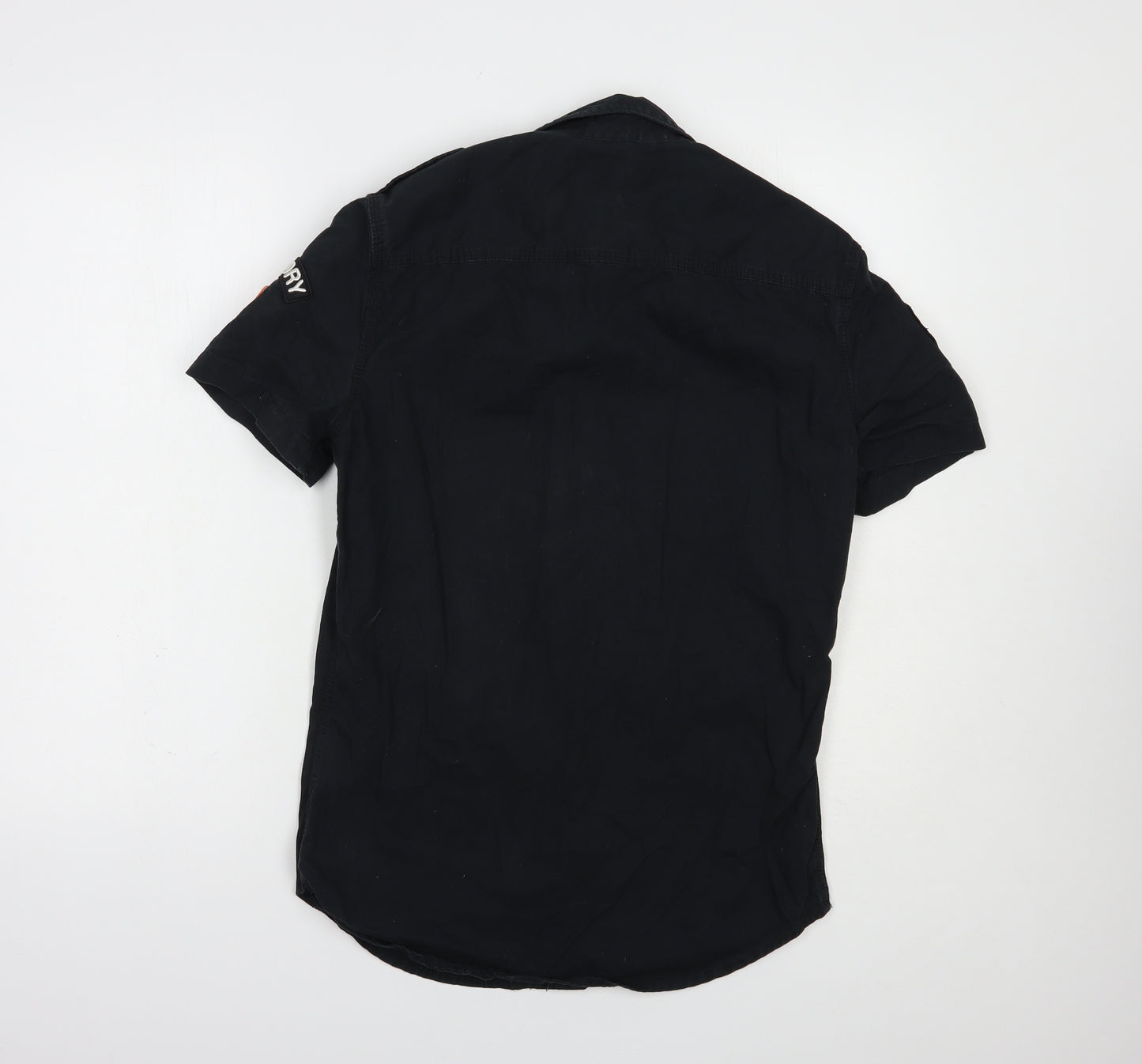 Superdry Mens Black  Cotton  Button-Up Size S Collared Button