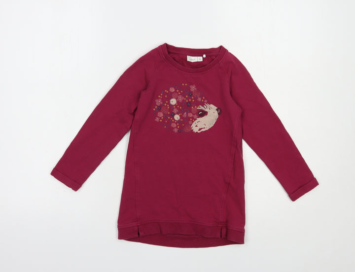name it Girls Purple Cotton Pullover Sweatshirt Size 4 Years Pullover - Hedgehog