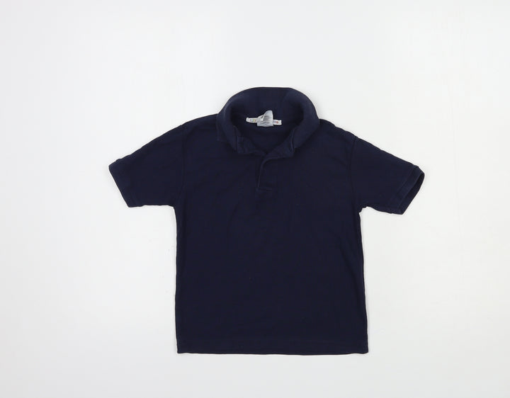 Fruit of the Loom Boys Blue Cotton Pullover Polo Size 5-6 Years Collared Button