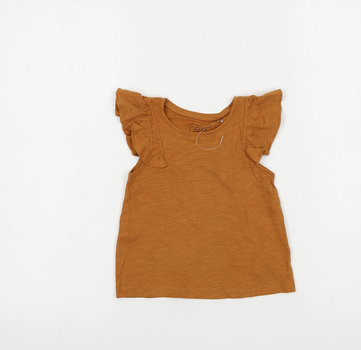 NEXT Baby Brown  Cotton Basic Blouse Size 12-18 Months Crew Neck Pullover