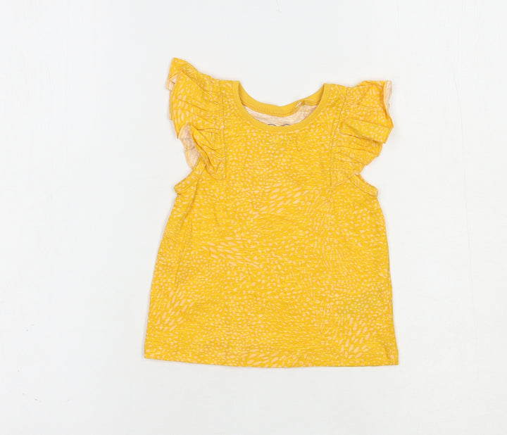 NEXT Baby Yellow Animal Print Cotton Pullover T-Shirt Size 12-18 Months Crew Neck Pullover