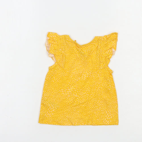 NEXT Baby Yellow Animal Print Cotton Pullover T-Shirt Size 12-18 Months Crew Neck Pullover