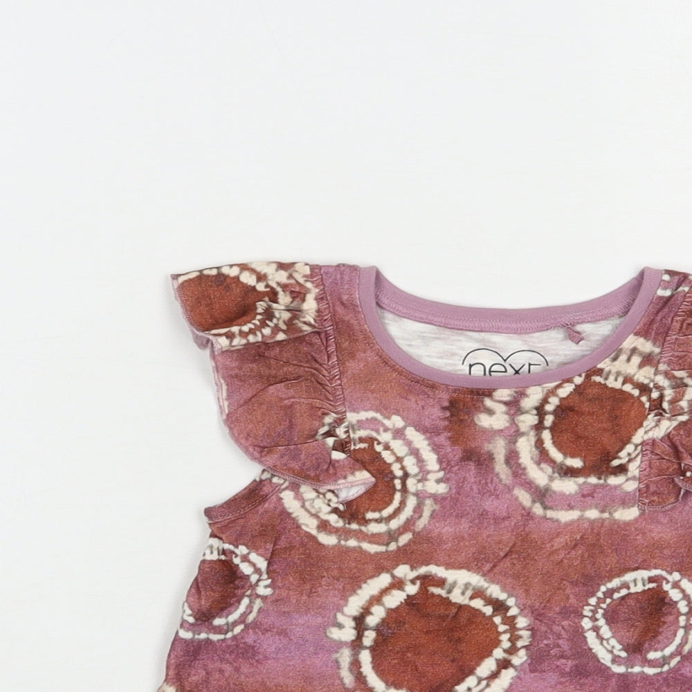 NEXT Baby Purple Geometric Cotton Basic Blouse Size 12-18 Months Crew Neck Pullover