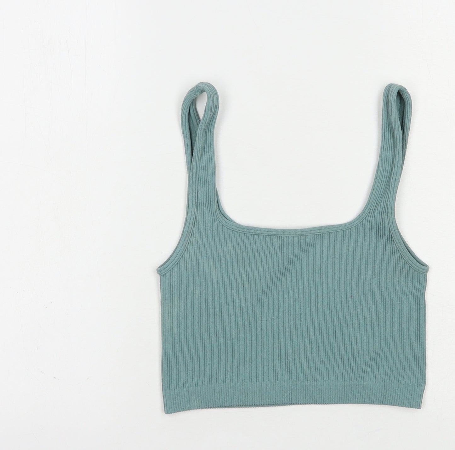 Zara Womens Green  Polyester Cropped Tank Size L Scoop Neck