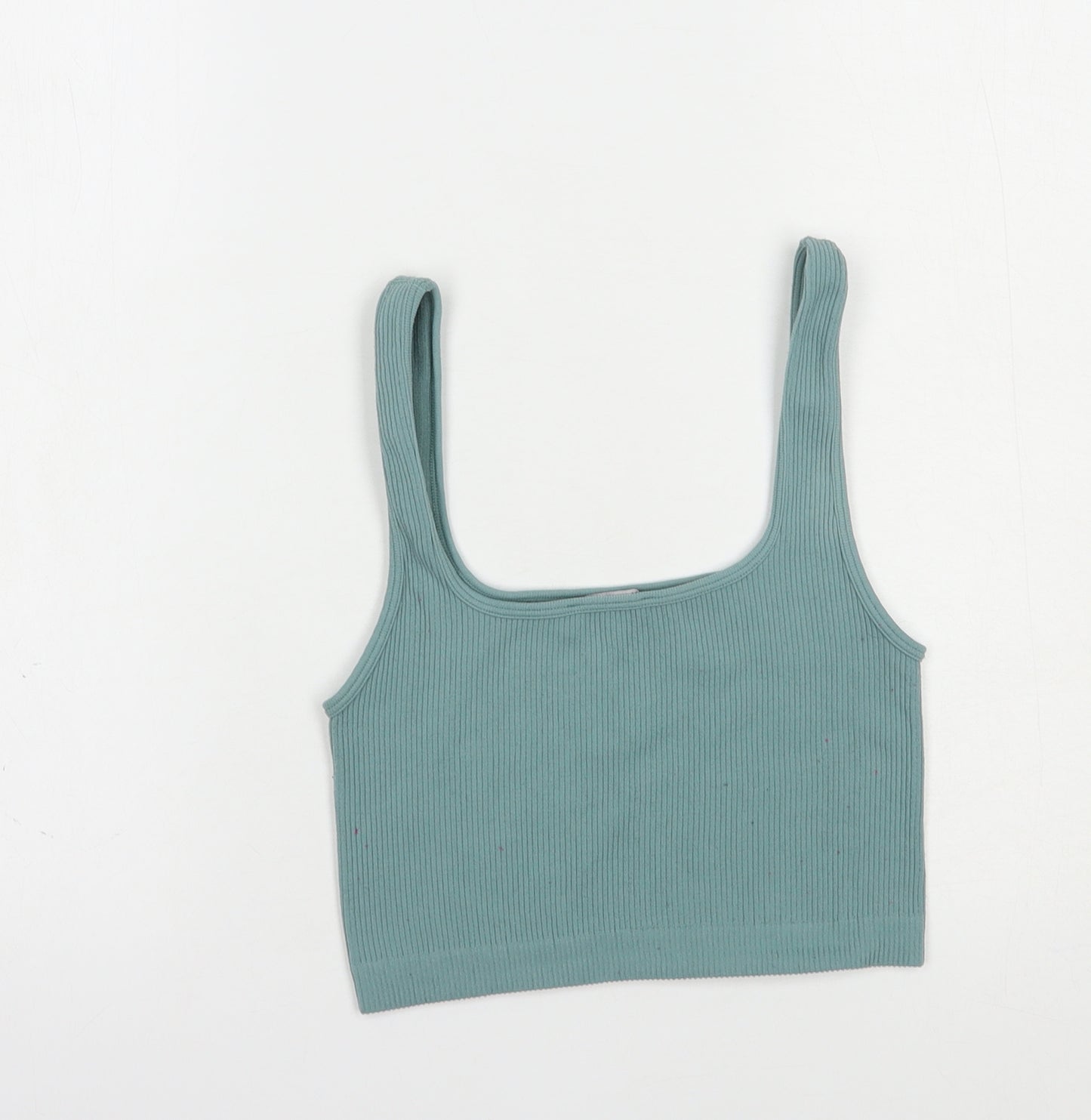 Zara Womens Green  Polyester Cropped Tank Size L Scoop Neck