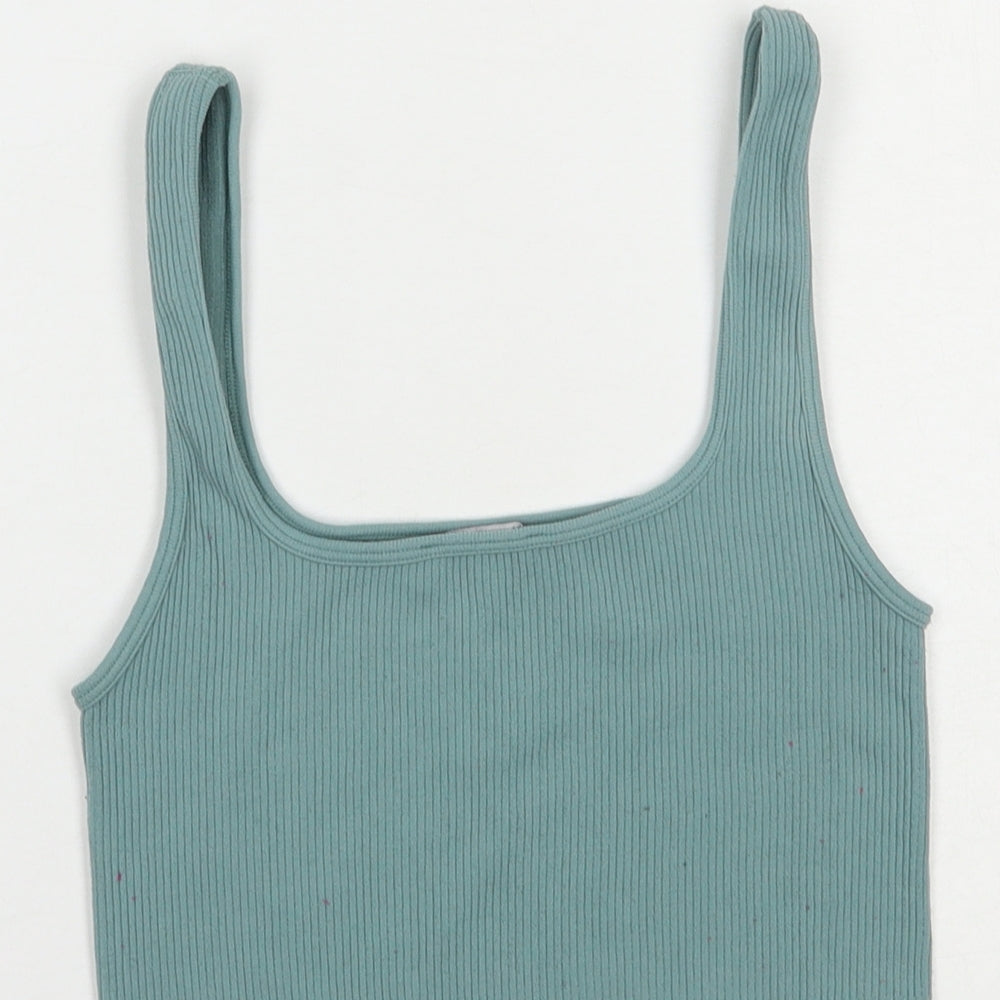 Zara Womens Green  Polyester Cropped Tank Size L Scoop Neck