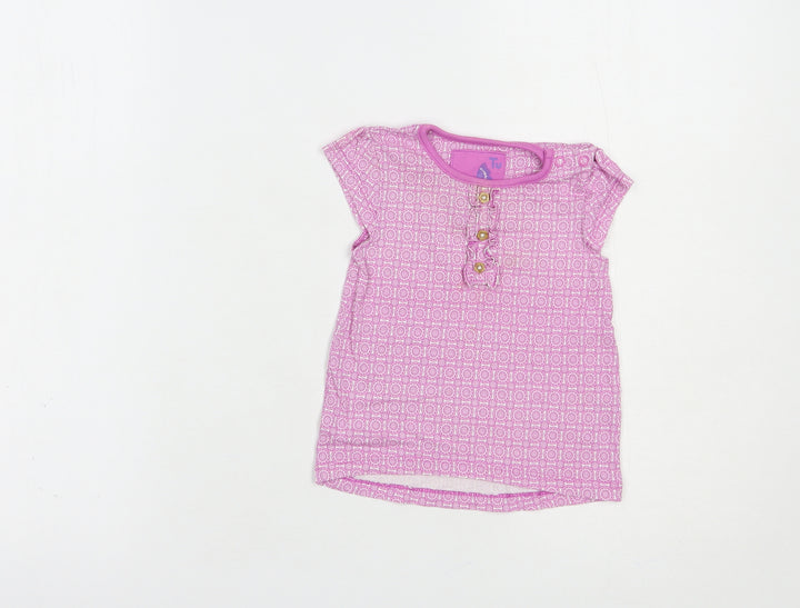 TU Baby Purple Geometric Cotton Basic T-Shirt Size 6-9 Months Crew Neck Pullover
