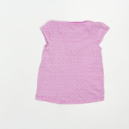 TU Baby Purple Geometric Cotton Basic T-Shirt Size 6-9 Months Crew Neck Pullover