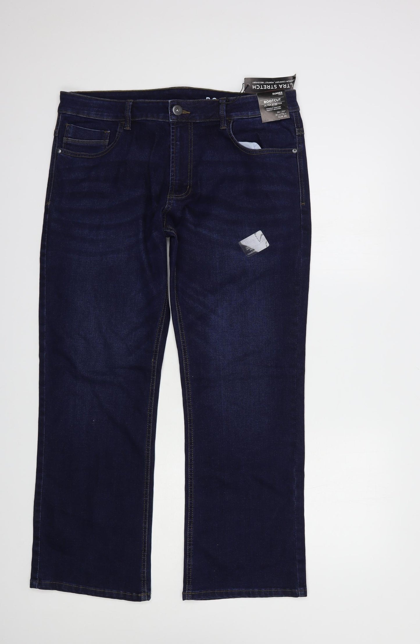 Dunnes Stores Womens Blue  Cotton Bootcut Jeans Size 36 in L30 in Regular Button